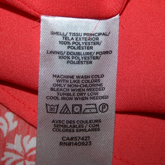 Loft Petites Sz SP Orange White Collared Lined 100% Polyester Top - Picture 11 of 14